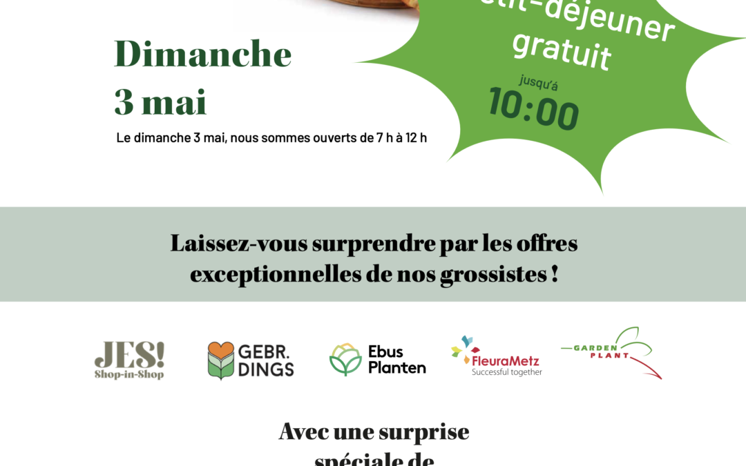 3 mai: Petit-déjeuner gratuit